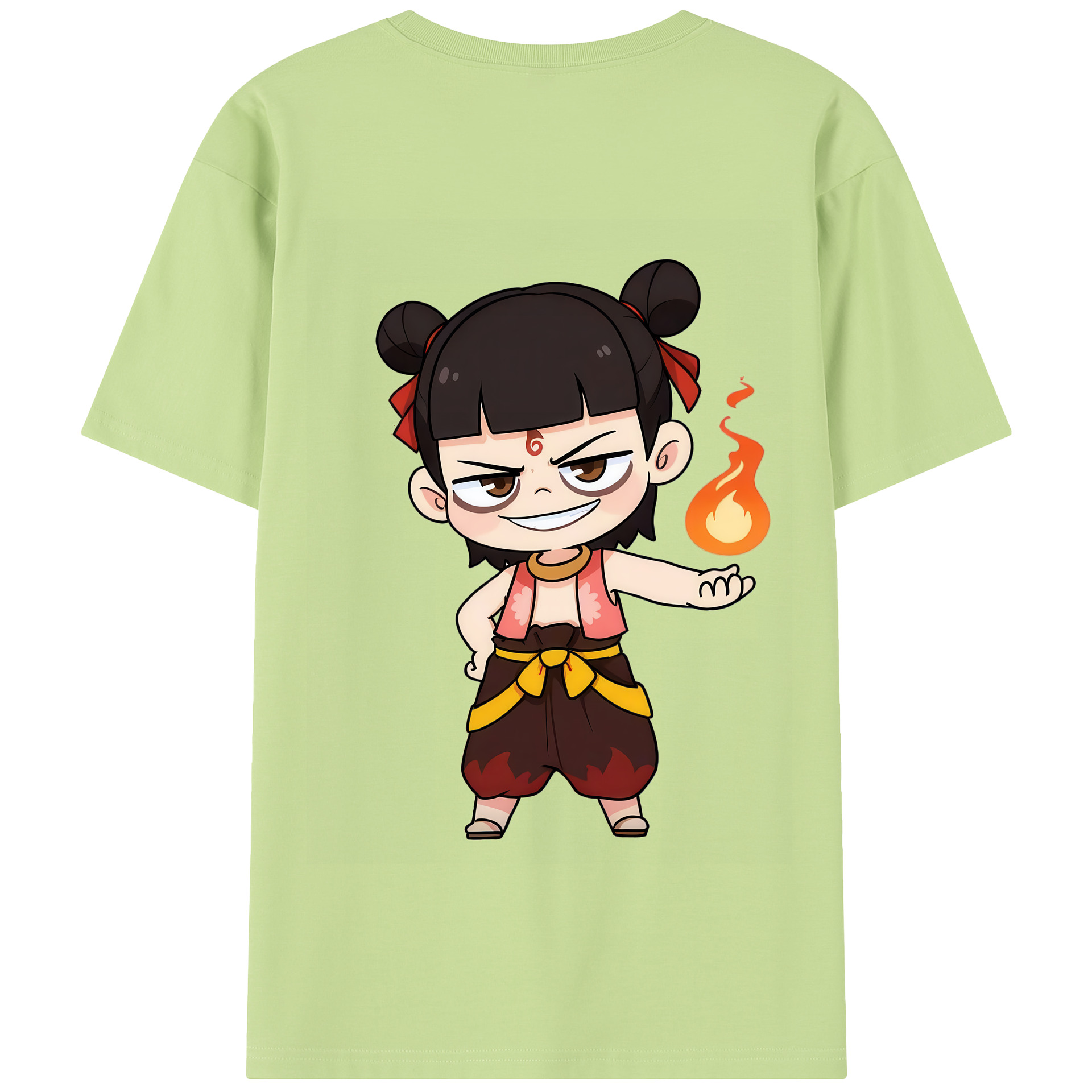 （画像用） Ne Zha 2 ナタ 魔童の大暴れ 綿100％半袖Tシャツ（背面プリント）